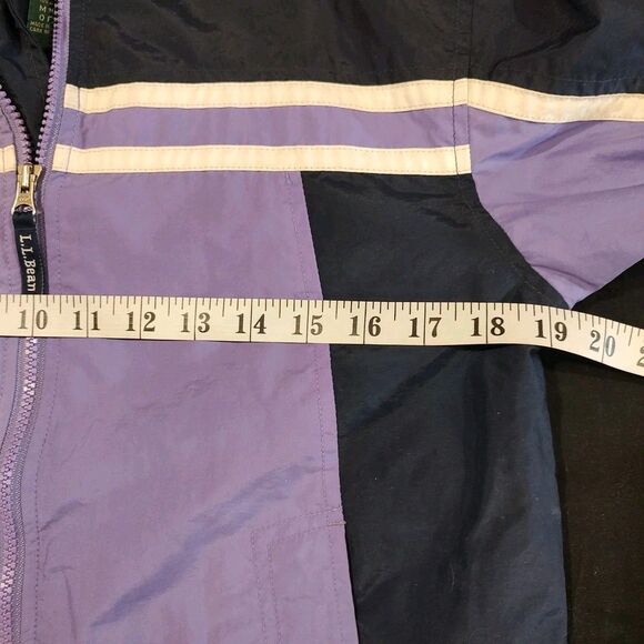LL Bean Jacket Kid's Medium 10/12 Purple Full Zip Windbreaker Zip Pockets Hooded - Picture 7 of 11